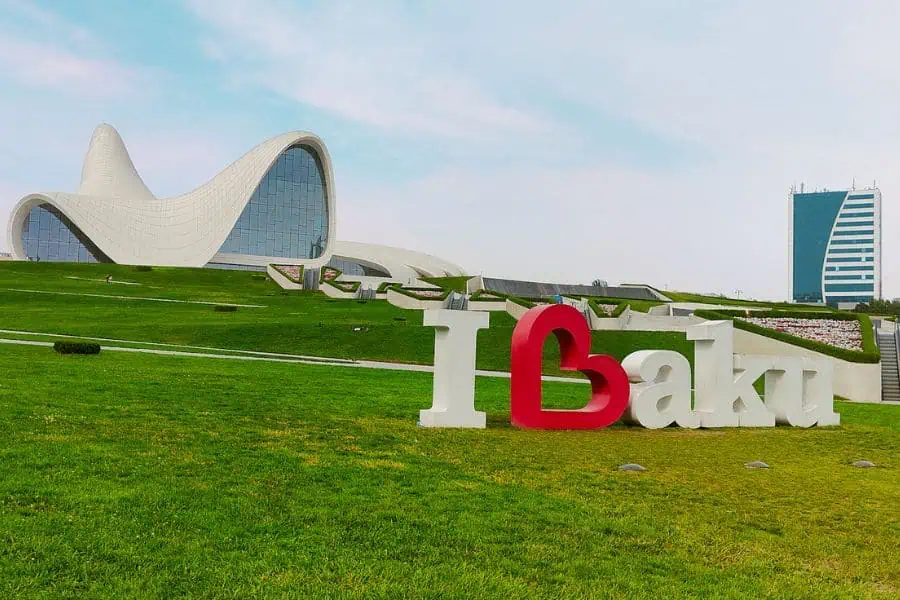 heydar aliyev center baku i love sign