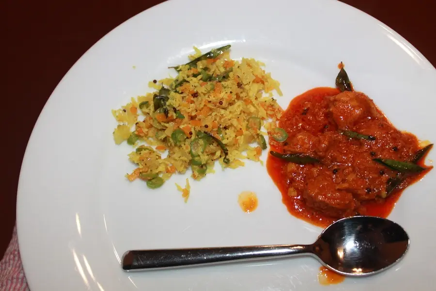 Cabbage thoran & Kerala chicken curry