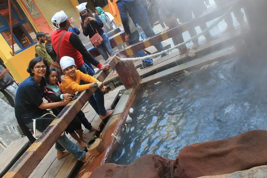 Manikaran hot spring prasad cooking