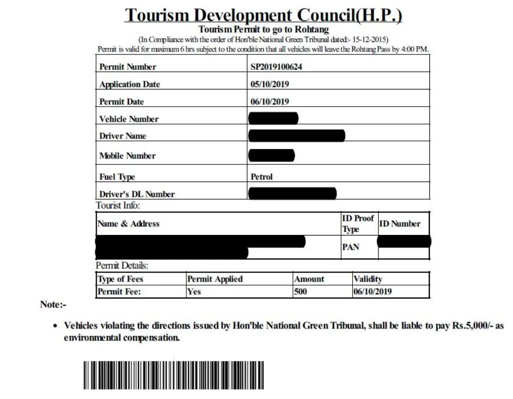 rohtang permit