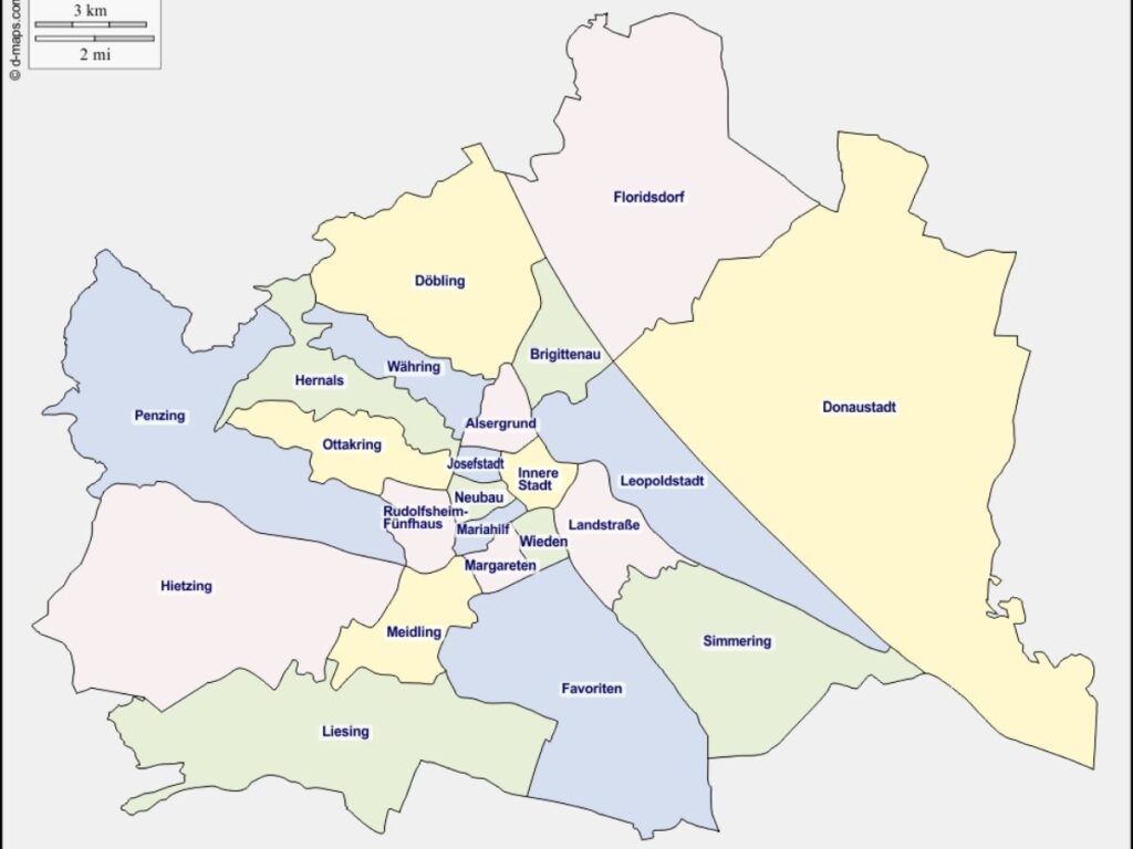Vienna Districts Map Faraway Notes