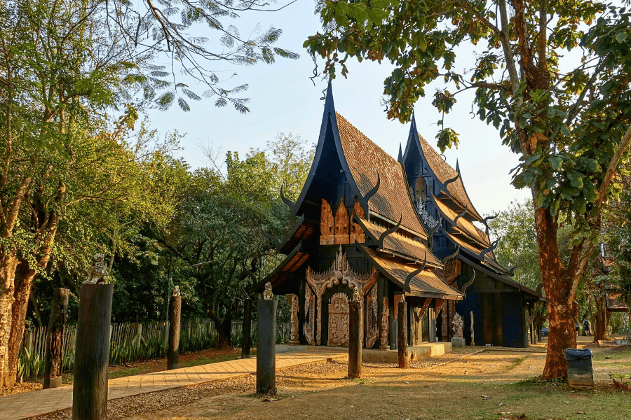 traditional wooden house at baan dam museum aka the black house in chiang rai