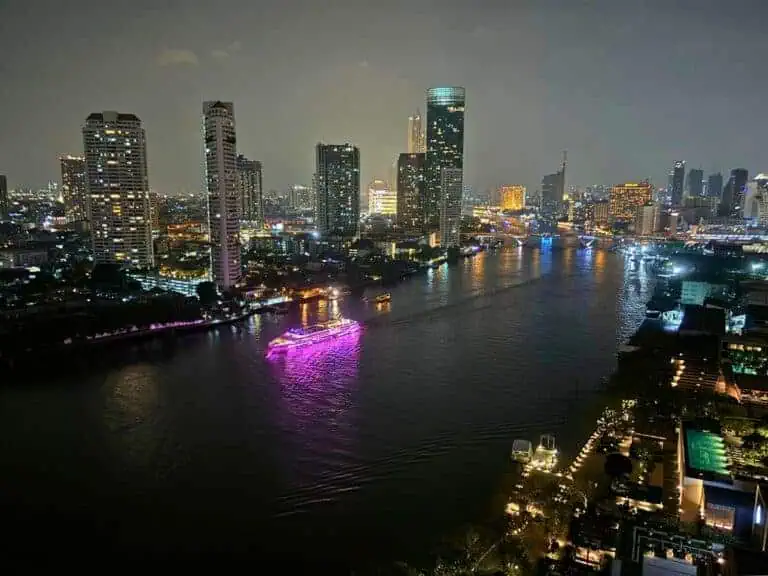 panoramic view of the city and chao phraya river from our room at chatrium riverside in bangkok thailand