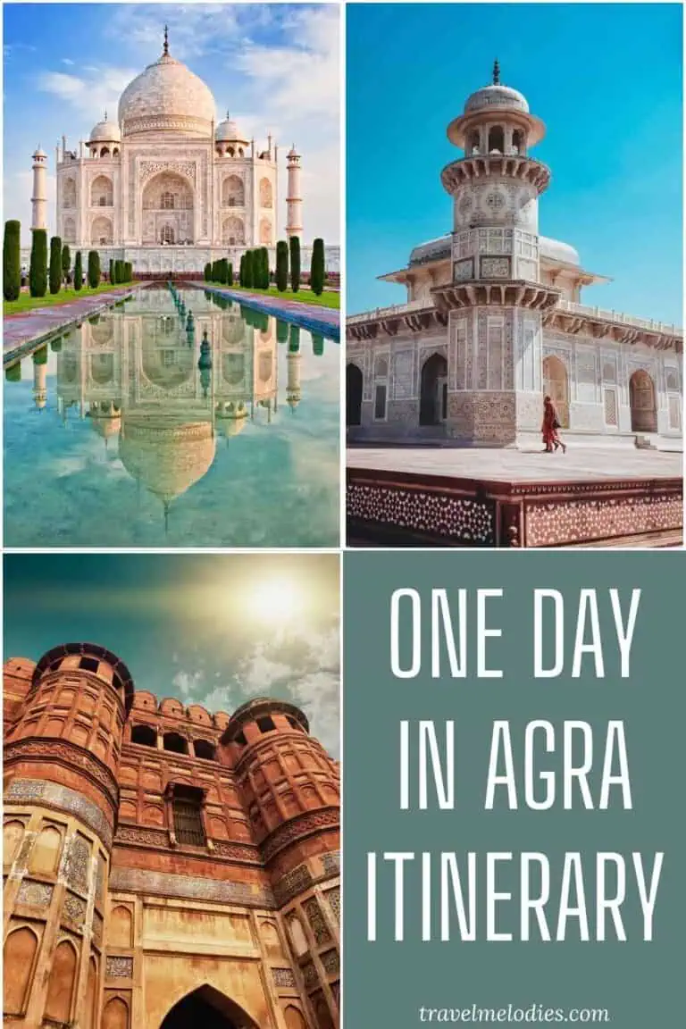 one day in agra itinerary featuring taj mahal, itmad ud daulah, and agra fort
