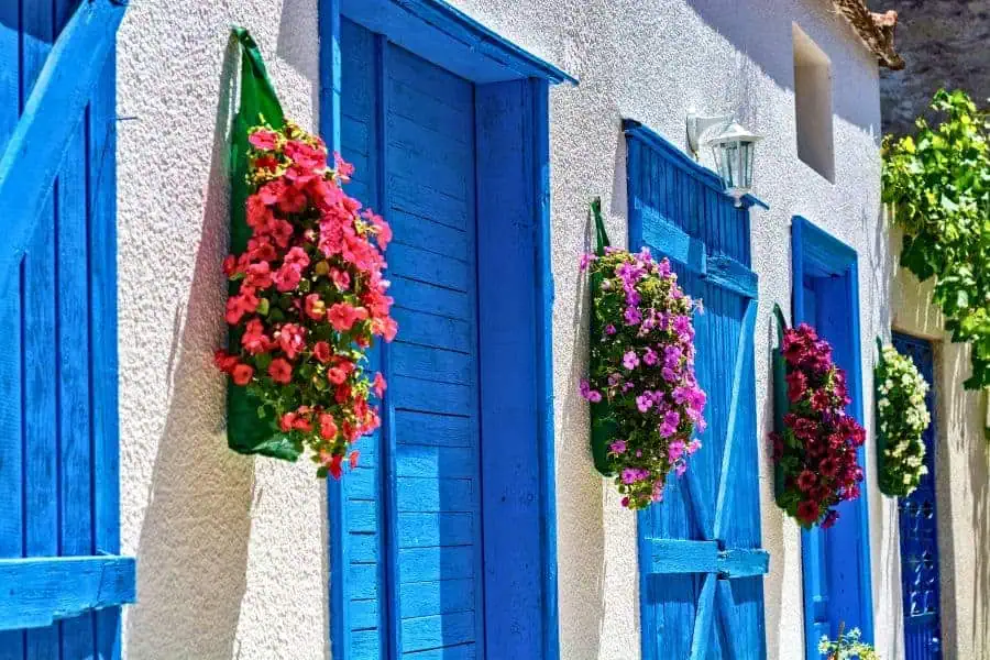 blue shutters stone house alacati turkey