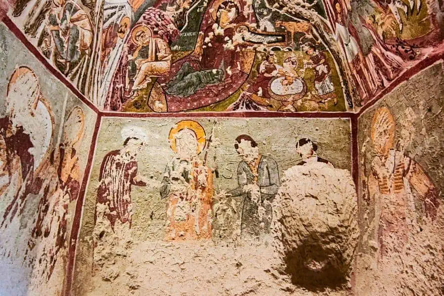 faded frescoes sandal church goreme museum cappadocia
