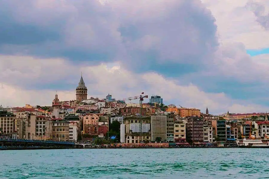 gatala bridge sunset view galata tower