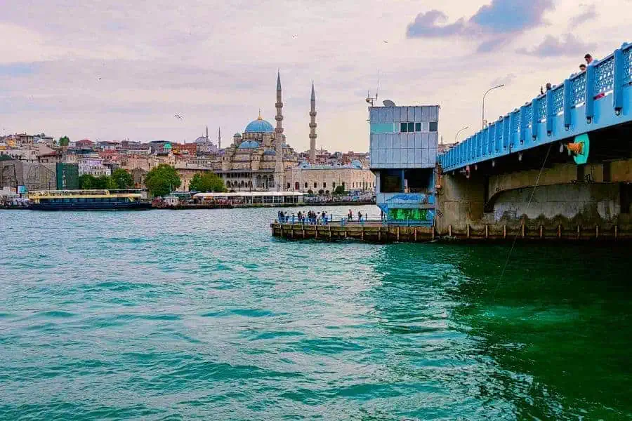 galata bridge sunset view suleymaniye mosque 