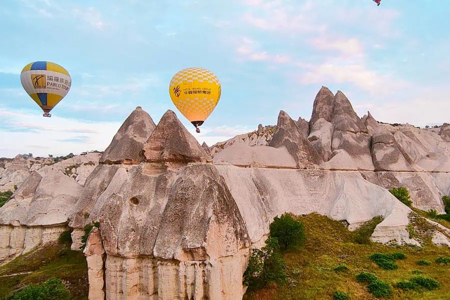 witnessing the fairy chimneys up close from a hot air balloon in cappadocia