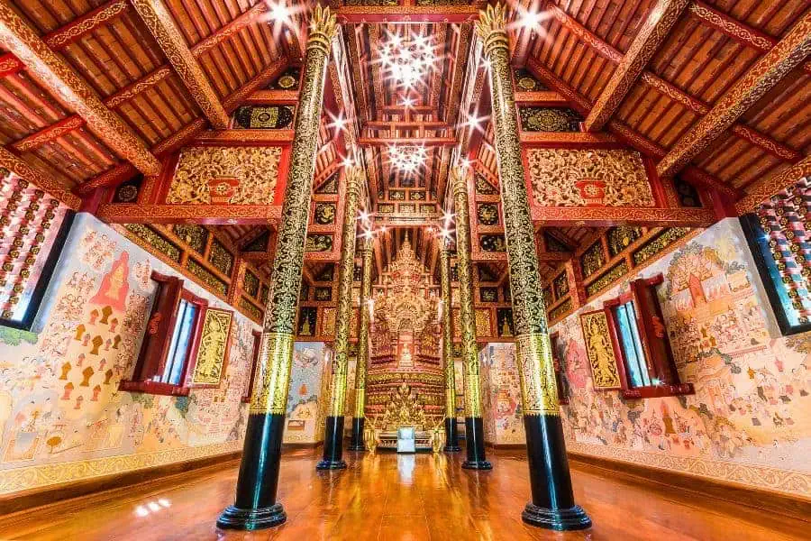 interiors of wat phra singh in chiang rai old town 