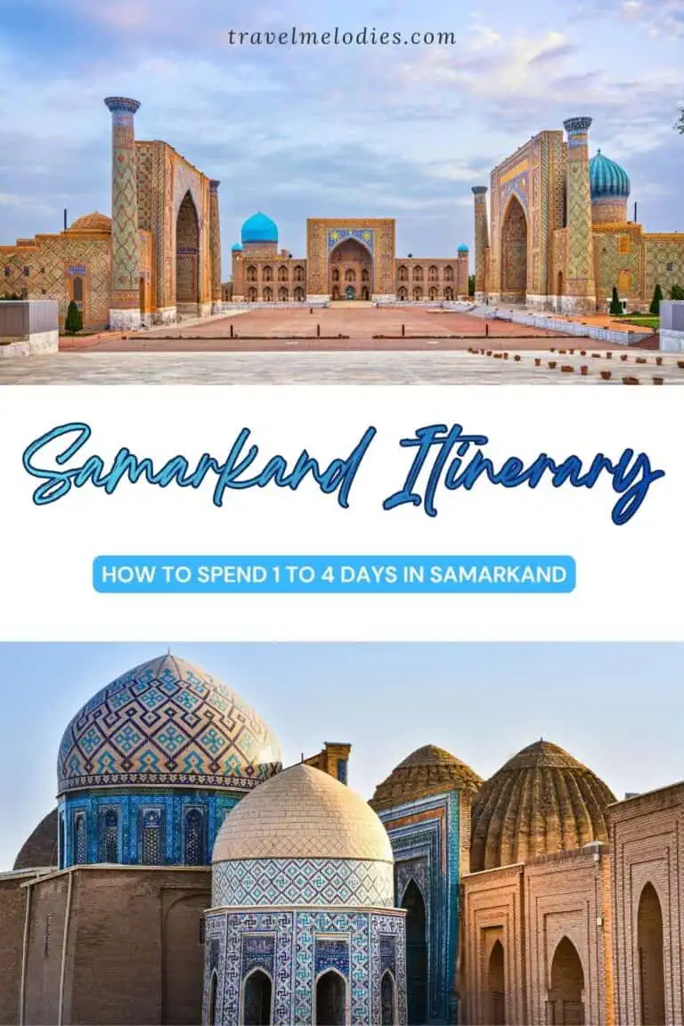 samarkand’s registan square and shah i zinda domes captured in soft daylight with blue-tiled architecture and historic brickwork