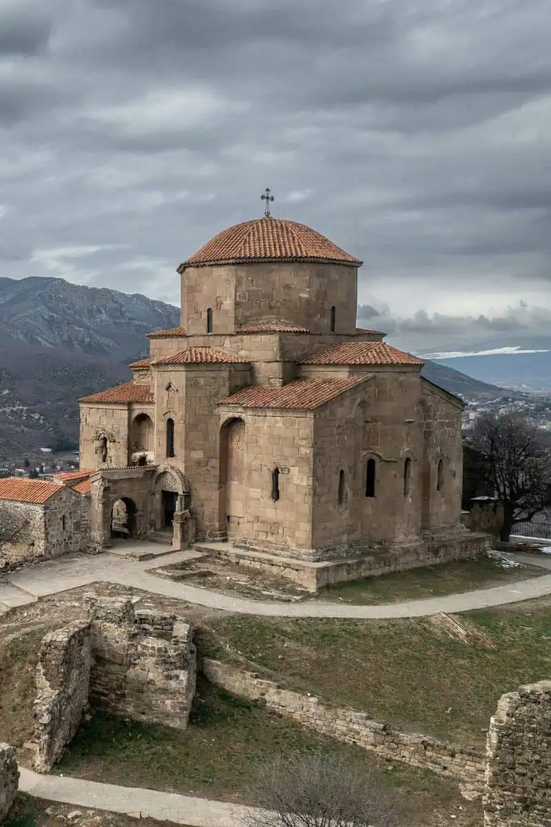 Jvari Monastery over Town Mtskheta in Georgia