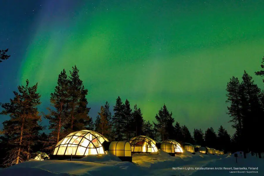saariselka kakslauttanen arctic resort finland northern lights in europe