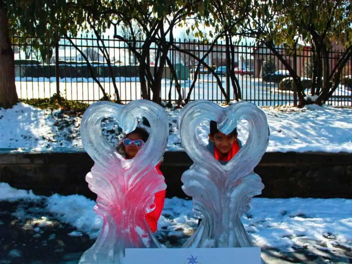 lititz fire and ice festival pa usa heart ice sculpture