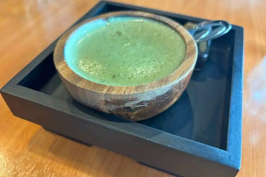 sweet matcha pudding at veg japan restaurant in bangkok