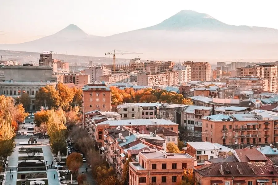 mount ararat from the cascade yerevan armenia