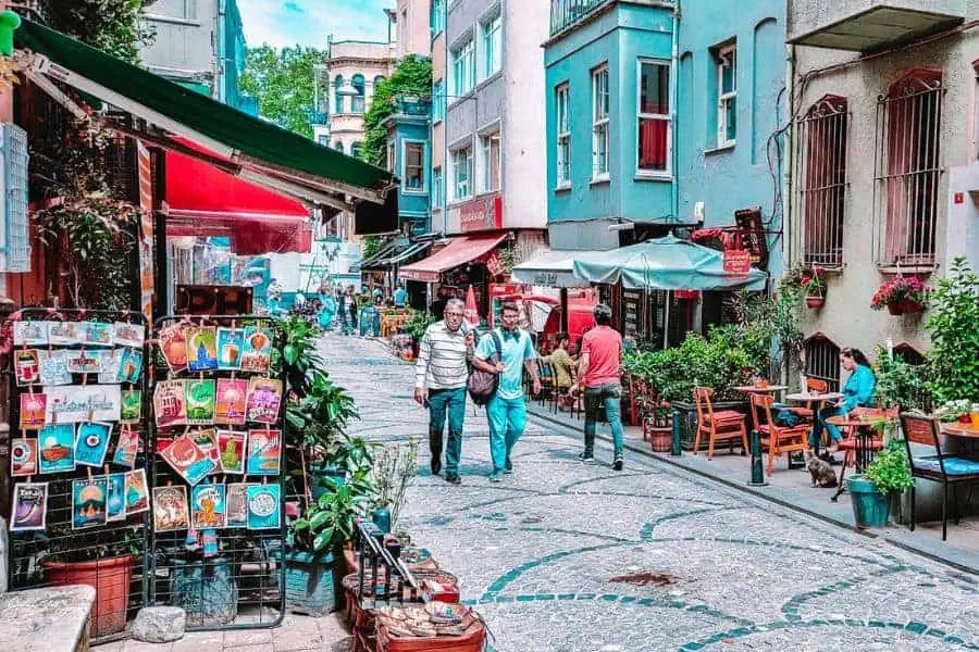 neighborhoods fener and balat streets colorful houses cafes