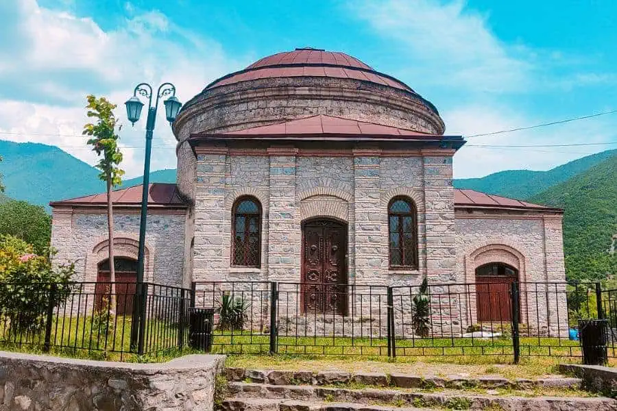nukha three saints church round temple sheki azerbaijan
