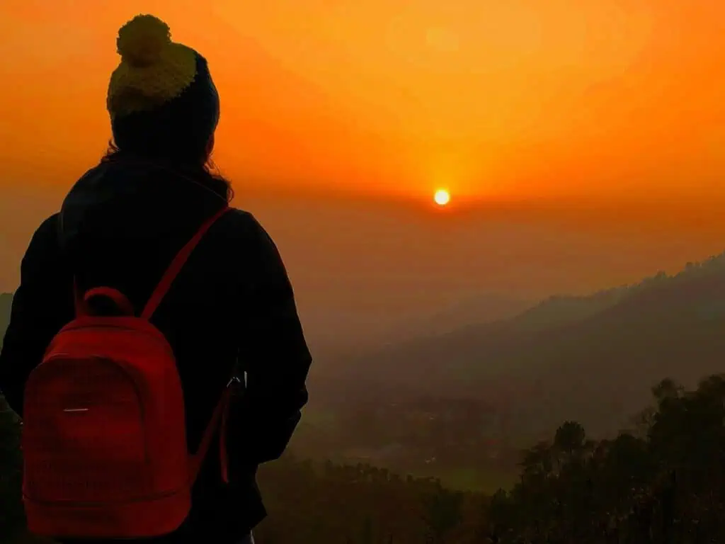 Faraway Notes author enjoying palampur himachal pradesh sunset