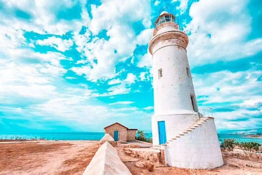 light house paphos cyprus in february