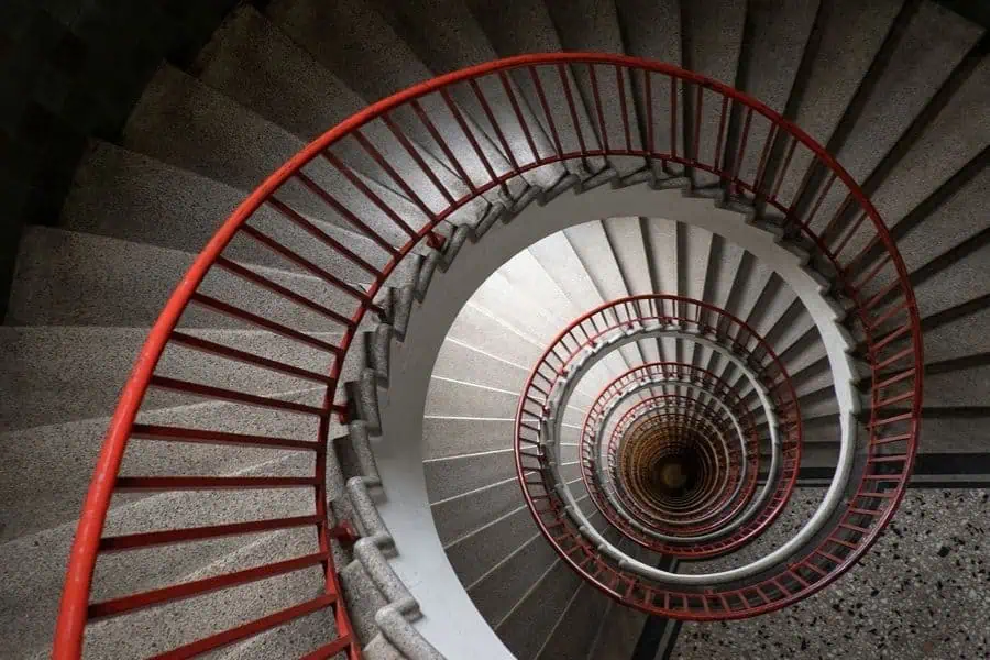 staircase leading to neboticnik-skyscraper ljubljana slovenia