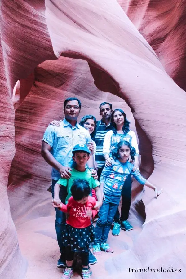 team Faraway Notes posing at lower antelope canyon
