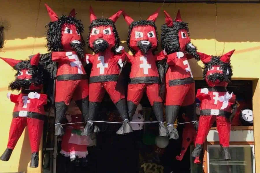 traditional la quema del diablo burning of the devil guatemala central america