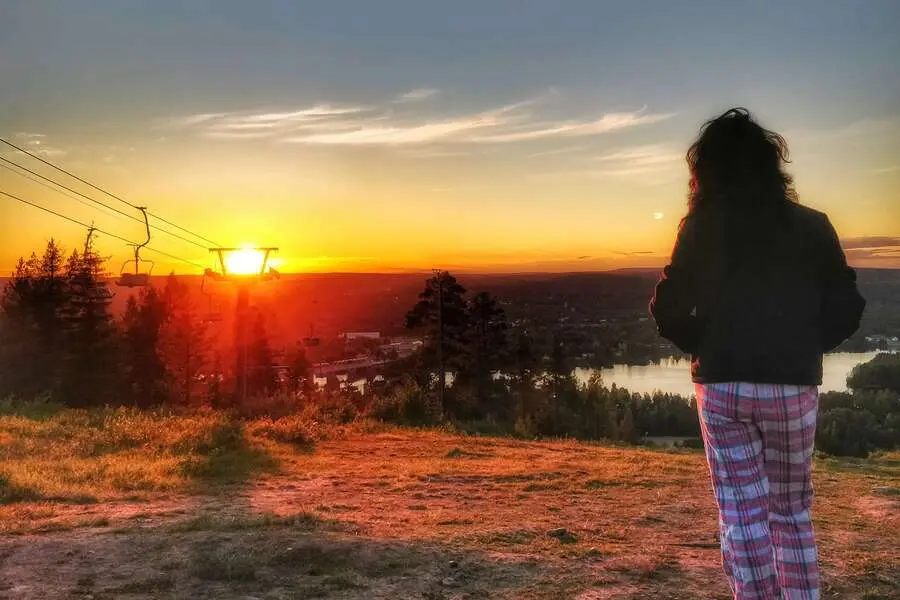 admiring midnight sun rovaniemi lapland finland nordic countries