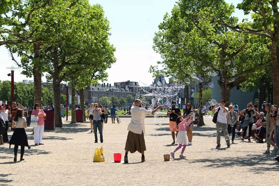 Bubbles in Museumplein Amsterdam Netherlands
