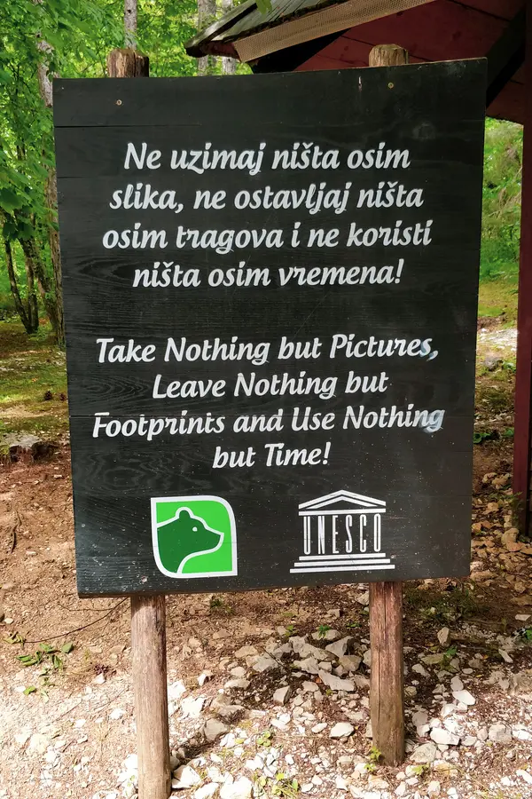beautiful message at entrance 1 plitvice lakes national park