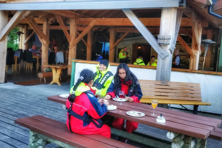 Enjoying the varieties of Undredal cheese, local jams and juices