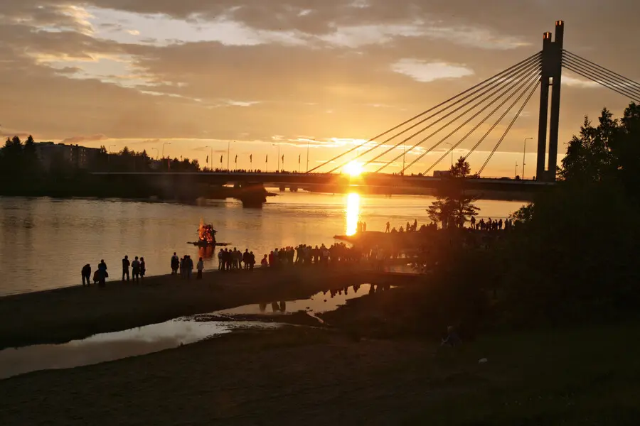Midsummer Celebration at Ounaskoski Beach Rovaniemi Finland
