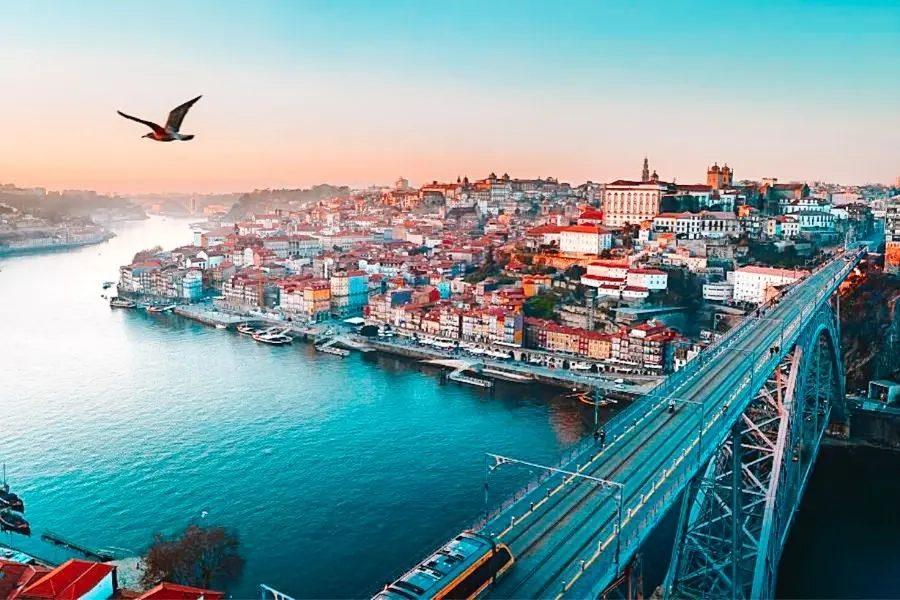 sunset in porto portugal