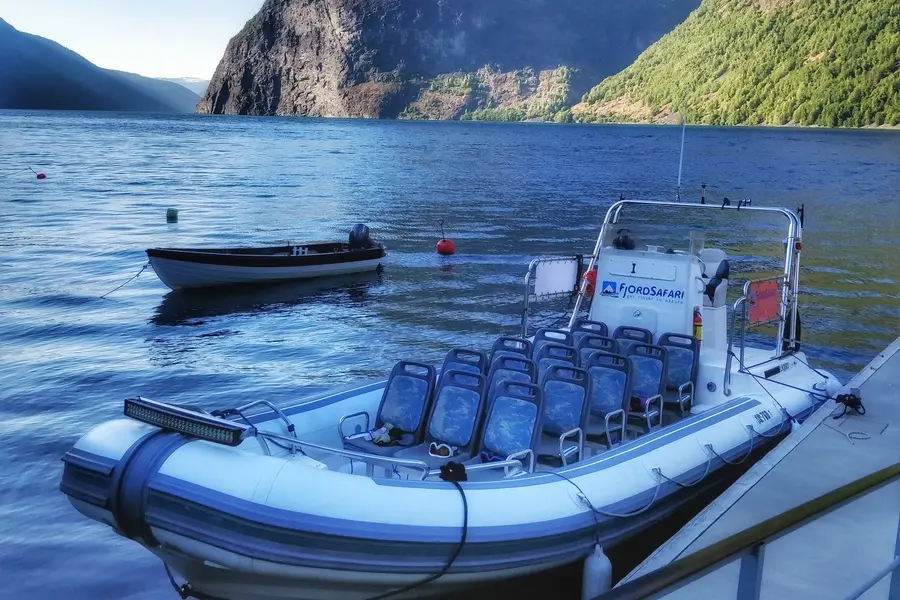 Rib-boat anchored near Undredal