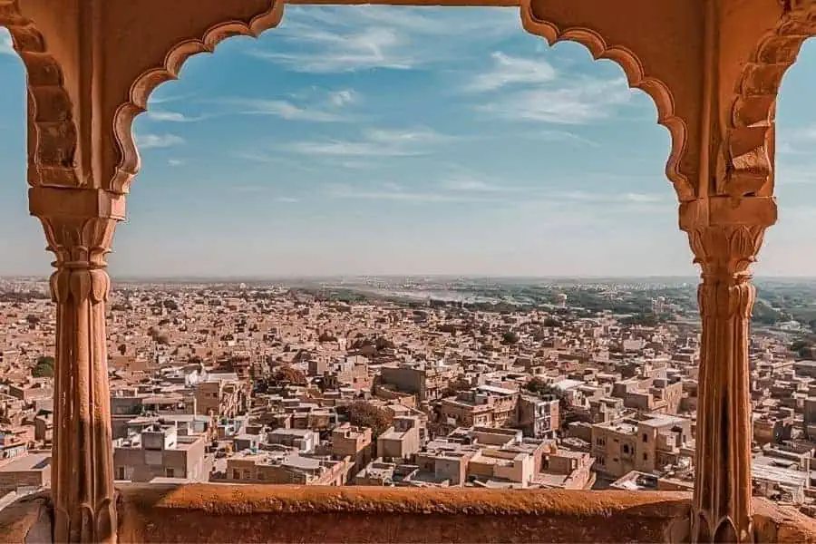 view of the golden city of jaisalmer from jaisalmer fort