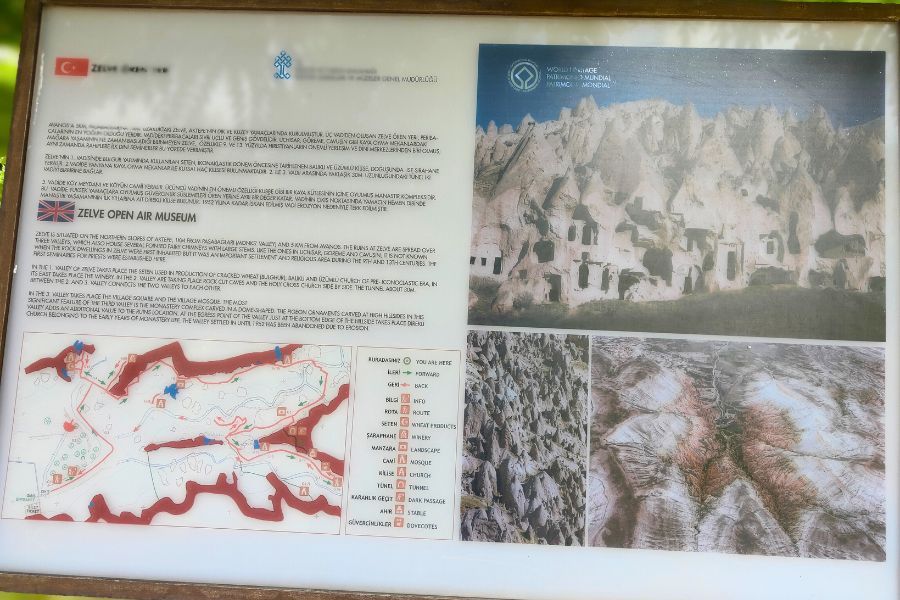 zelve open air museum map